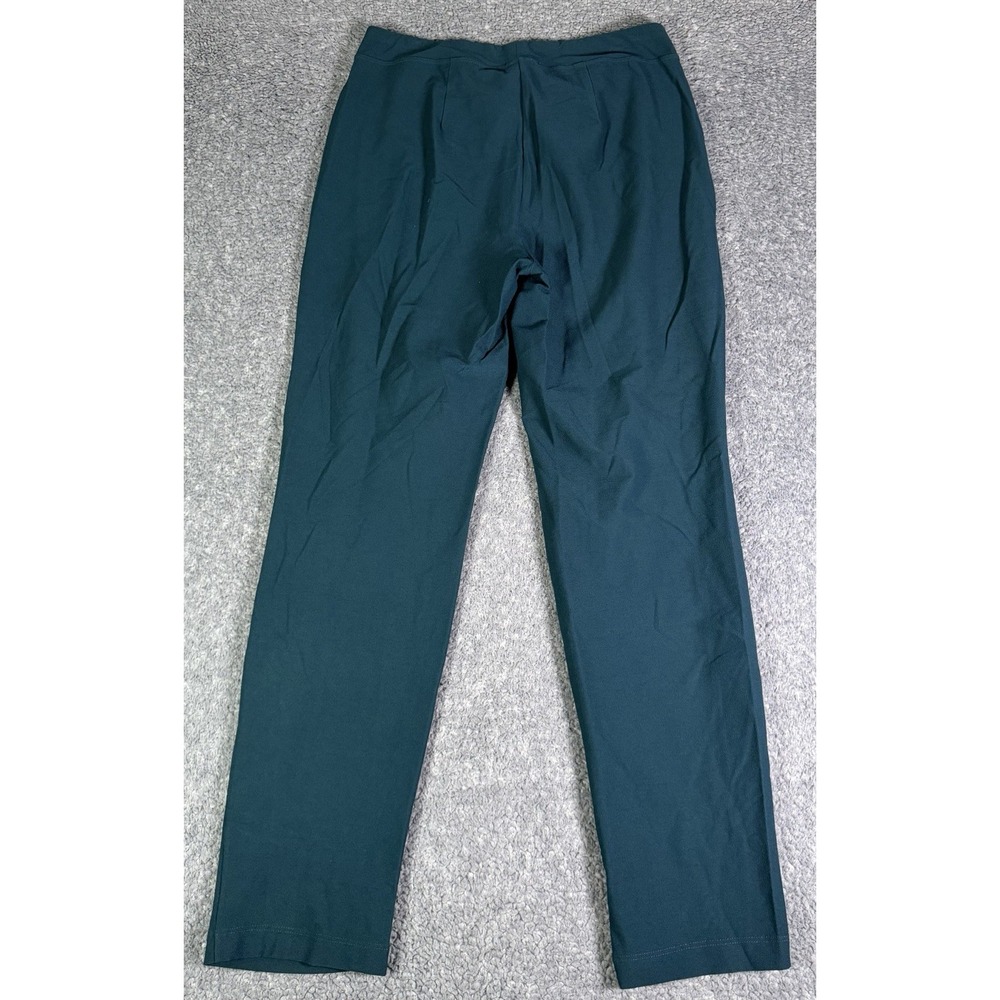 Eileen Fisher Washable Stretch Crepe Slim Ankle Pant XS Teal Blue Minimalist